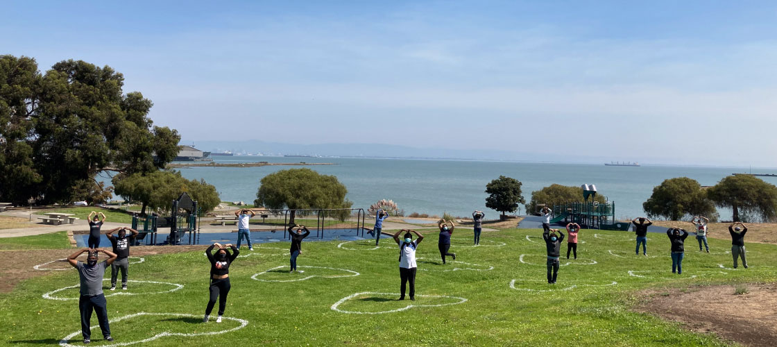 Group showing park love